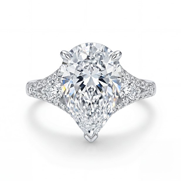 4.59ct. tw. Pear Cut VVS Moissanite Pave Engagement Ring