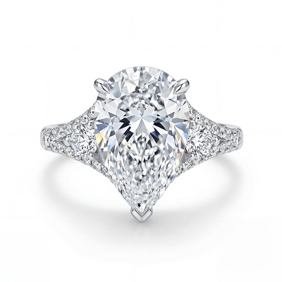 4.59ct. tw. Pear Cut VVS Moissanite Pave Engagement Ring