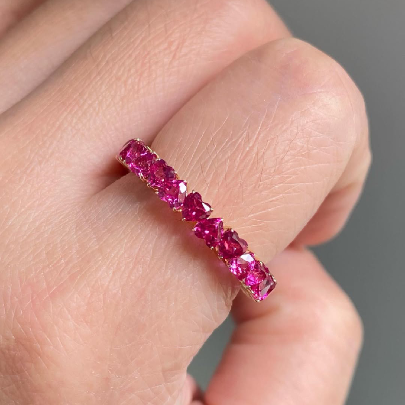 Heart Cut Ruby Diamond Wedding Band Heart Cut Ruby Diamond Wedding Band