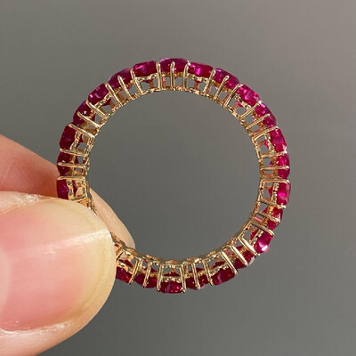 Heart Cut Ruby Diamond Wedding Band