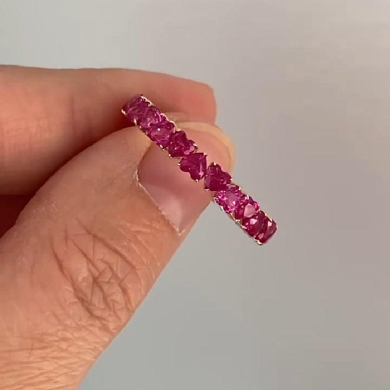 Heart Cut Ruby Diamond Wedding Band Heart Cut Ruby Diamond Wedding Band