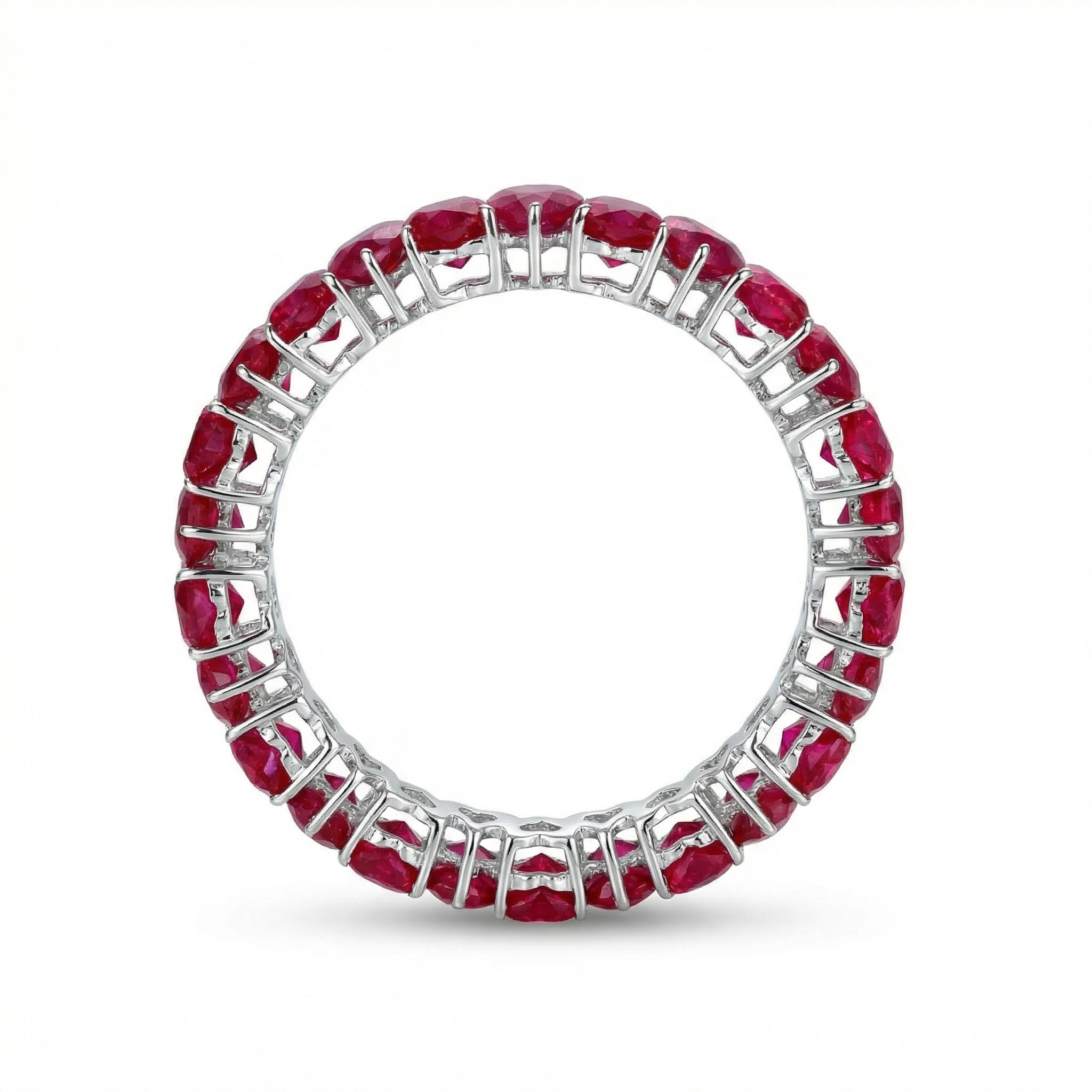 Heart Cut Ruby Diamond Wedding Band