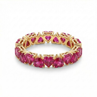 Heart Cut Ruby Diamond Wedding Band