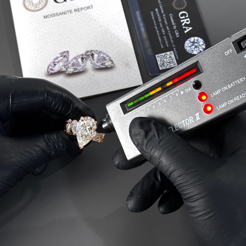 4.96CT Pear Cut VVS Moissanite Pave Engagement Ring