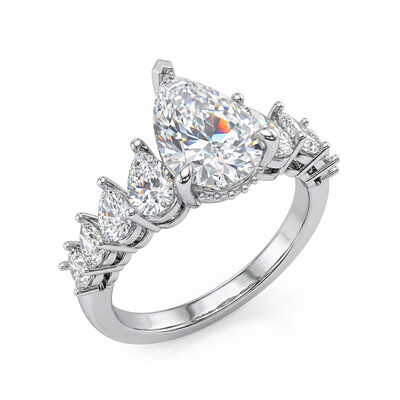 5.57ct. tw. Pear Cut VVS Moissanite Pave Engagement Ring