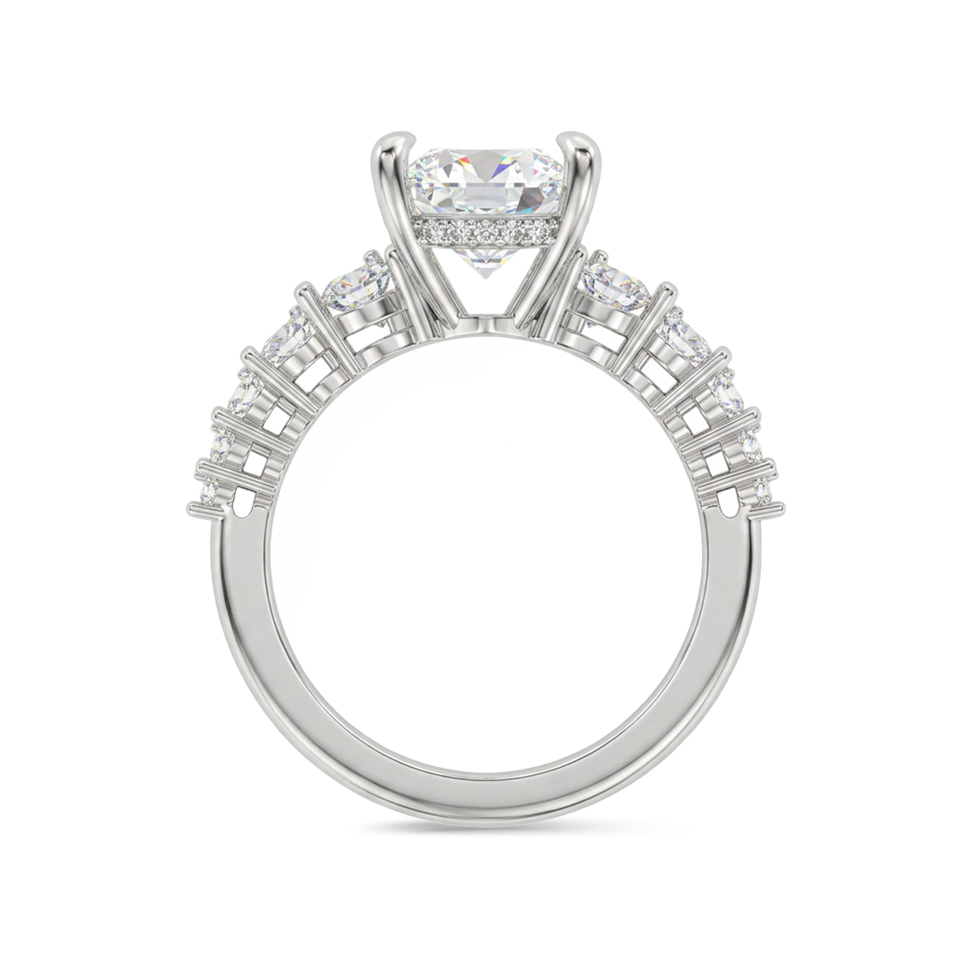 5.57ct. tw. Pear Cut VVS Moissanite Pave Engagement Ring
