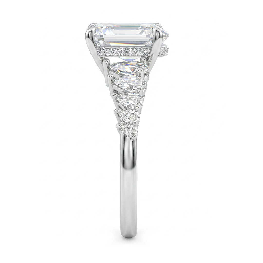 5.57ct. tw. Pear Cut VVS Moissanite Pave Engagement Ring