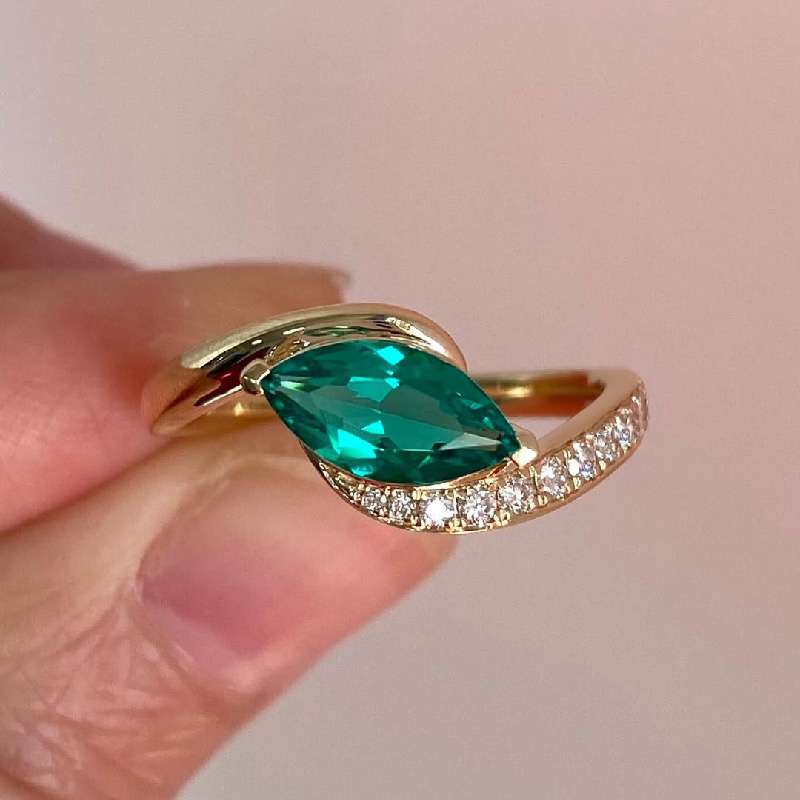 2.35CT Marquise Cut Emerald Diamond Engagement Ring