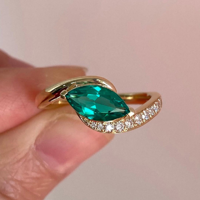 2.35CT Marquise Cut Emerald Diamond Engagement Ring