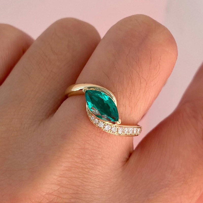 2.35CT Marquise Cut Emerald Diamond Engagement Ring