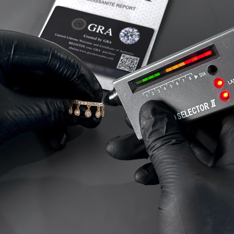 Round Cut VVS Moissanite Wedding Band with Dangling Charms