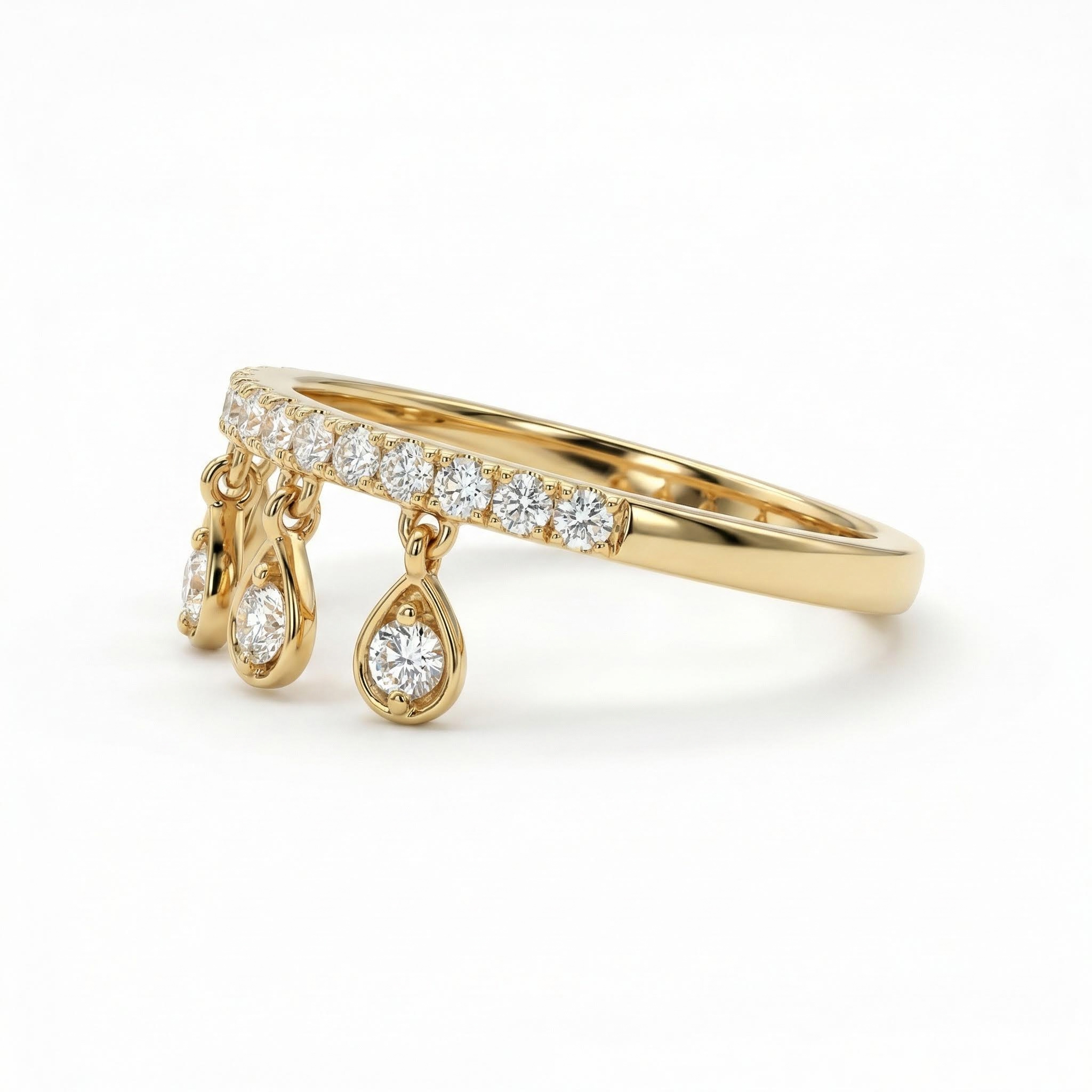 Round Cut VVS Moissanite Wedding Band with Dangling Charms