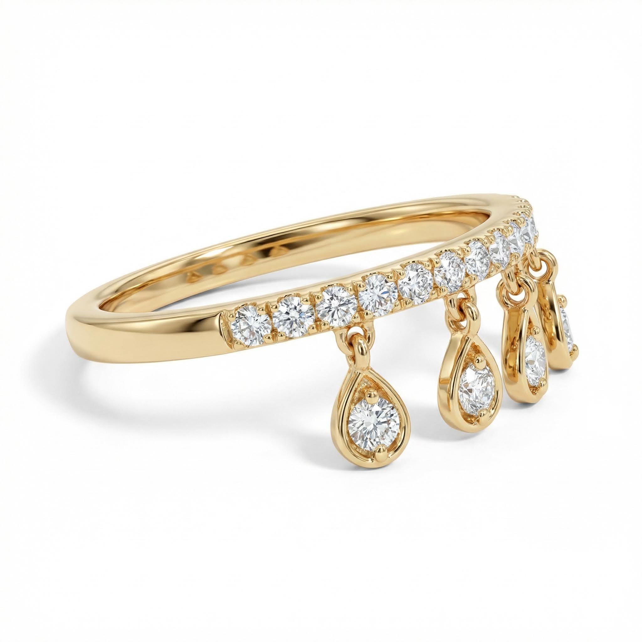 Round Cut VVS Moissanite Wedding Band with Dangling Charms