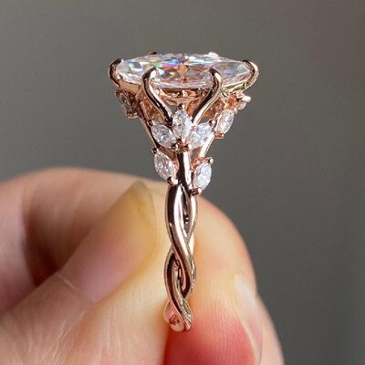 4.4CT Marquise Cut VVS Moissanite Vintage Engagement Ring