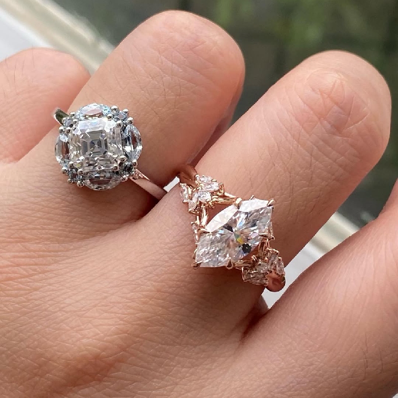 4.4CT Marquise Cut VVS Moissanite Vintage Engagement Ring