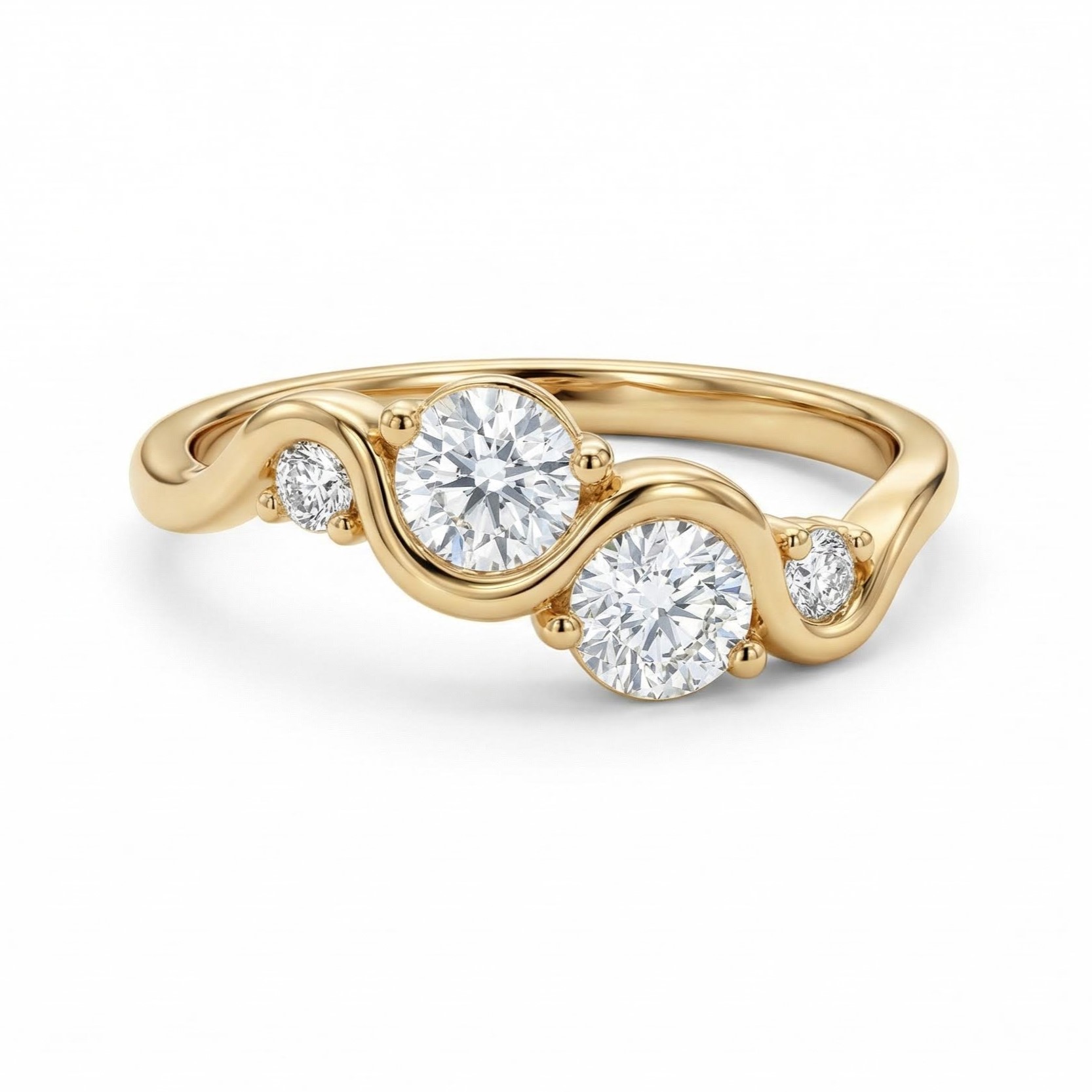 1.06CT Round Cut VVS Moissanite Wave-Set Engagement Ring