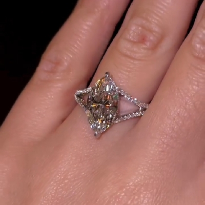 4.35CT Marquise Cut VVS Moissanite Pave Engagement Ring