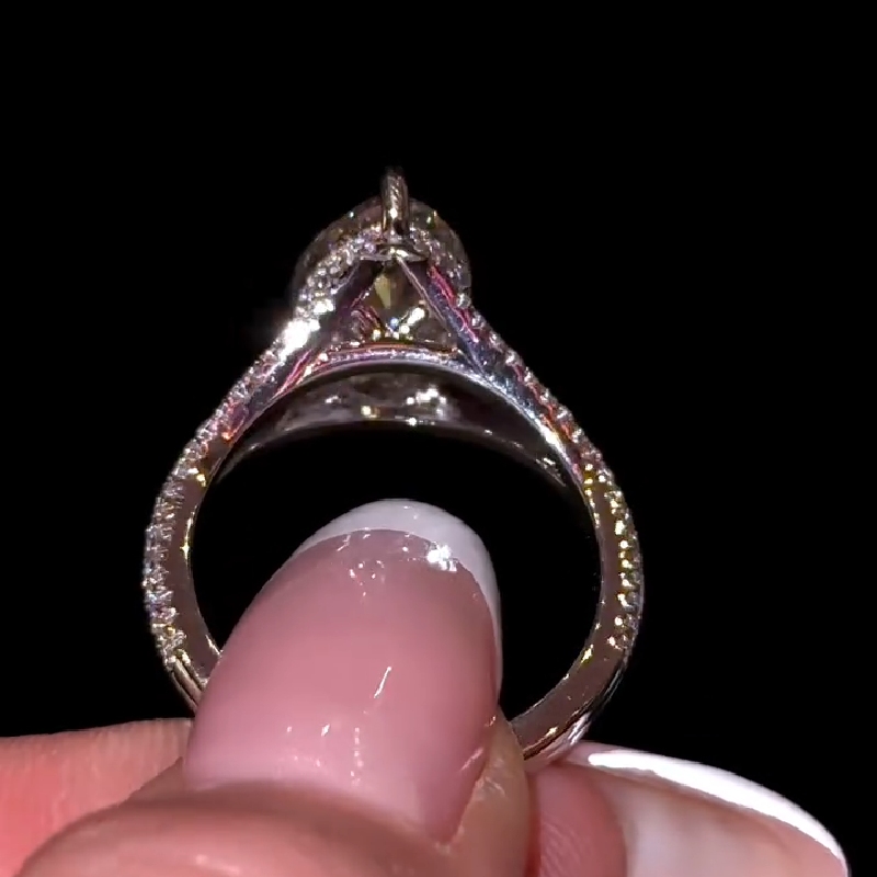 4.35CT Marquise Cut VVS Moissanite Pave Engagement Ring