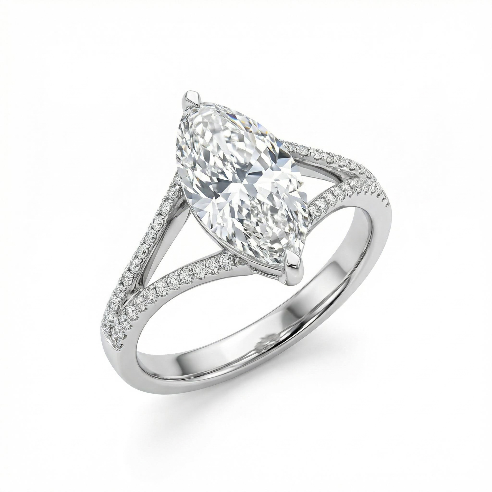 4.35CT Marquise Cut VVS Moissanite Pave Engagement Ring