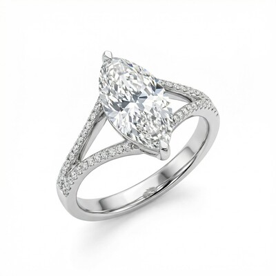 4.35CT Marquise Cut VVS Moissanite Pave Engagement Ring