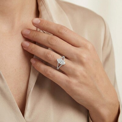 4.35CT Marquise Cut VVS Moissanite Pave Engagement Ring