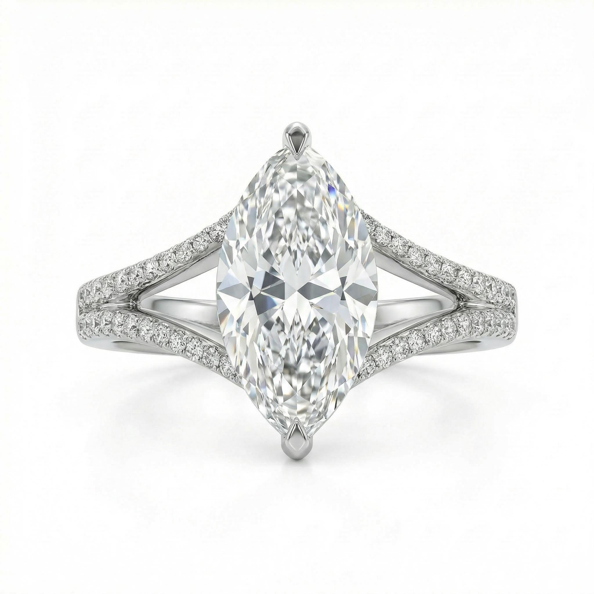 4.35CT Marquise Cut VVS Moissanite Pave Engagement Ring 4.35CT Marquise Cut VVS Moissanite Pave Engagement Ring