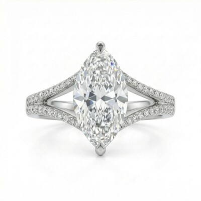 4.35CT Marquise Cut VVS Moissanite Pave Engagement Ring