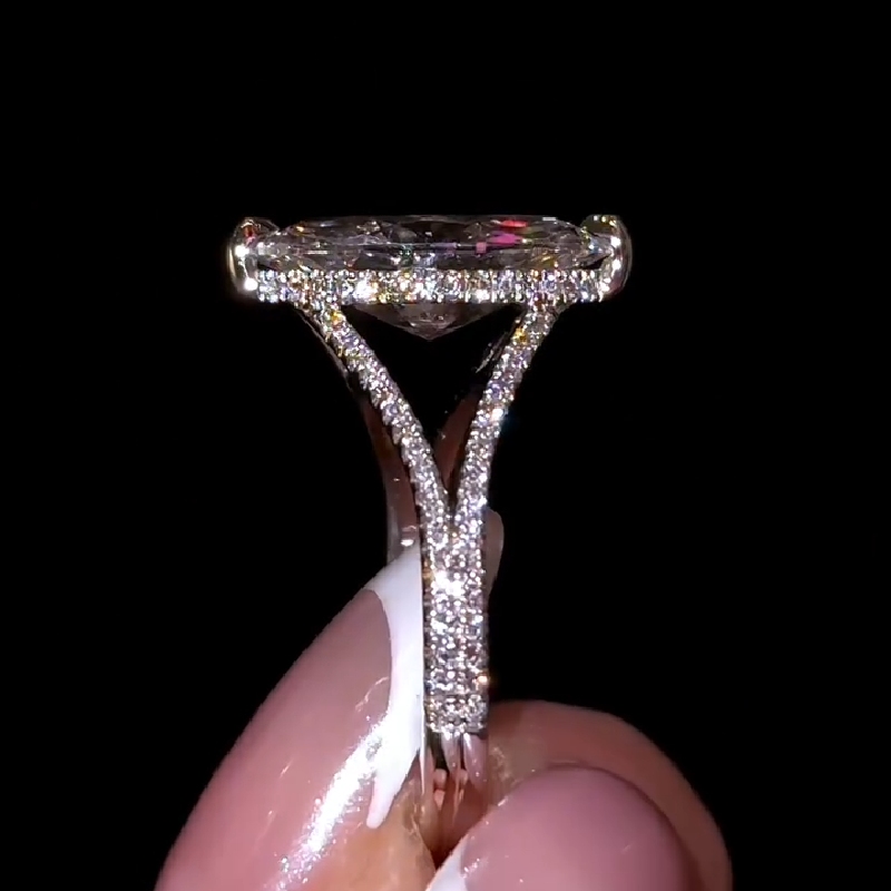 4.35CT Marquise Cut VVS Moissanite Pave Engagement Ring 4.35CT Marquise Cut VVS Moissanite Pave Engagement Ring