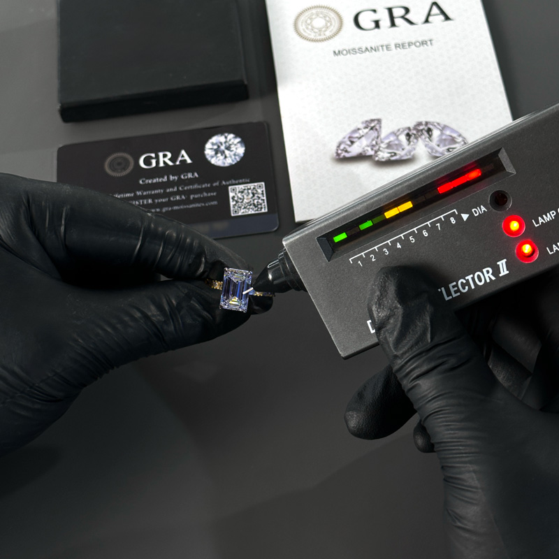 4.18CT Emerald Cut VVS Moissanite Halo Engagement Ring