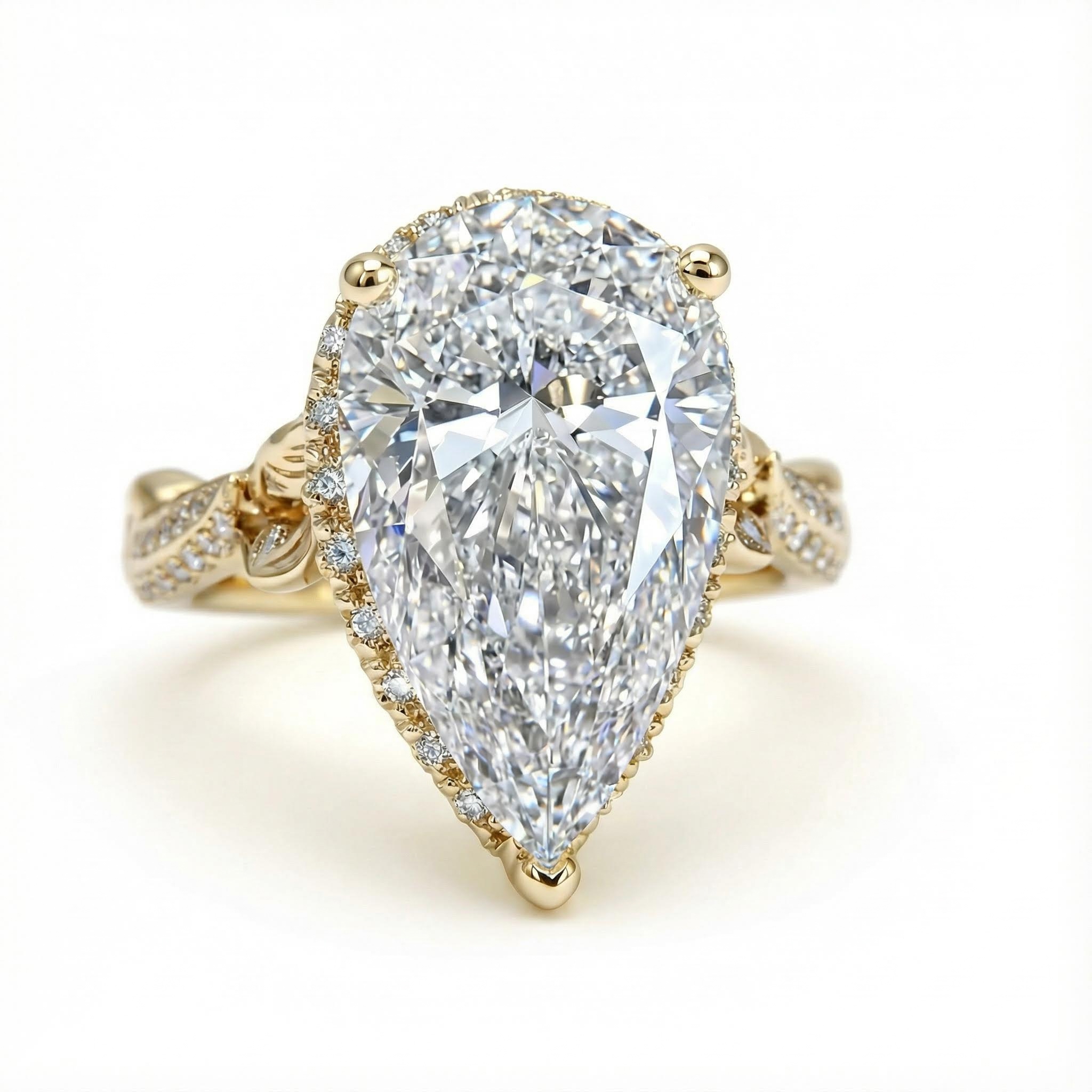 4.6CT Pear Cut VVS Moissanite Halo Engagement Ring 4.6CT Pear Cut VVS Moissanite Halo Engagement Ring