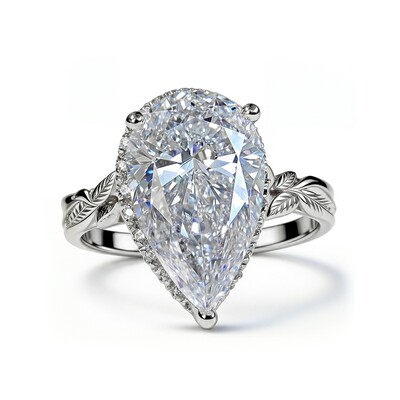 4.6CT Pear Cut VVS Moissanite Halo Engagement Ring 4.6CT Pear Cut VVS Moissanite Halo Engagement Ring