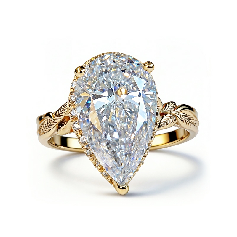 4.6CT Pear Cut VVS Moissanite Halo Engagement Ring