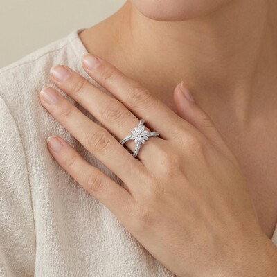 4.56CT Marquise and Round Cut VVS Moissanite Pave Double Band Ring