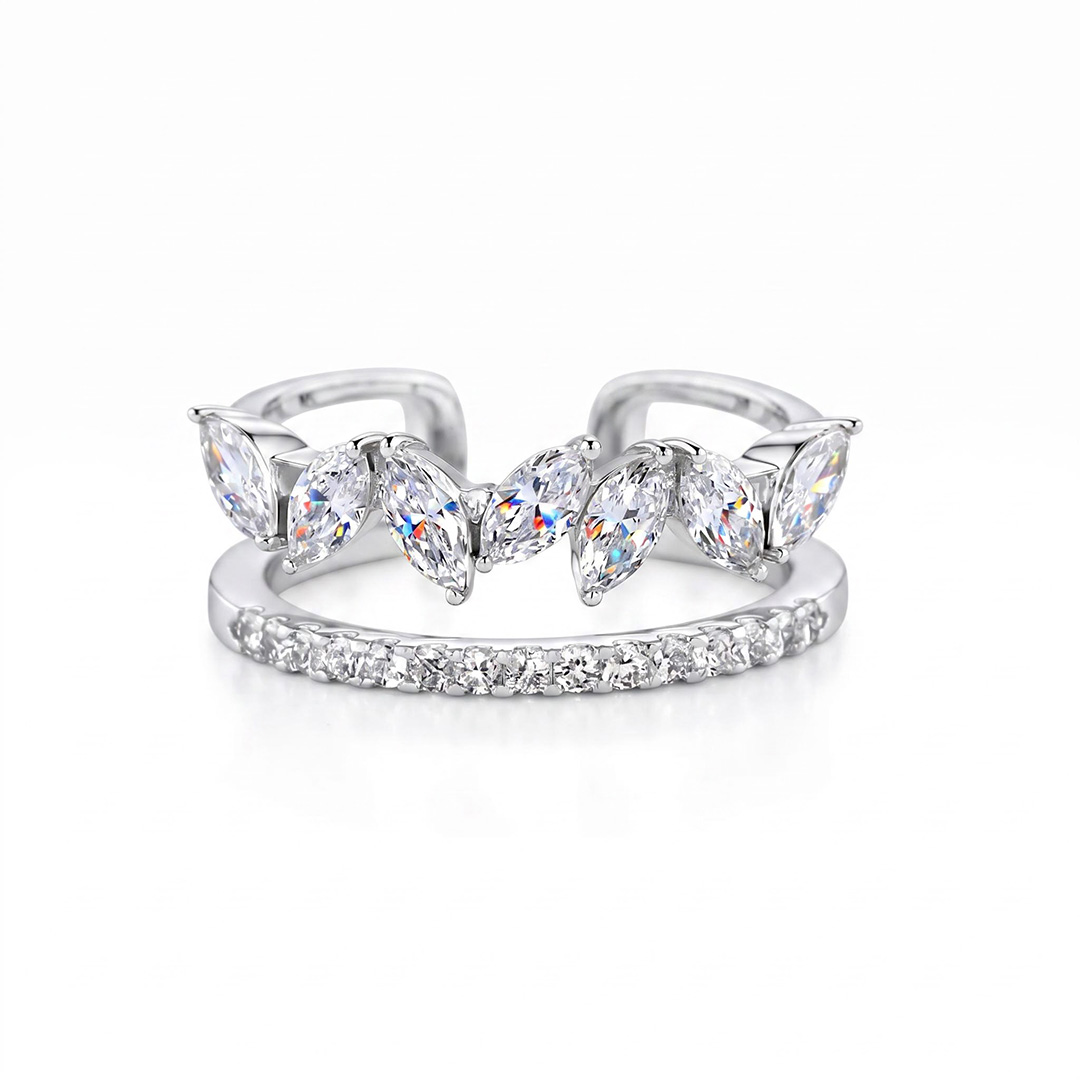 1.8CT Marquise & Round Cut VVS Moissanite Pave Wedding Band 1.8CT Marquise & Round Cut VVS Moissanite Pave Wedding Band