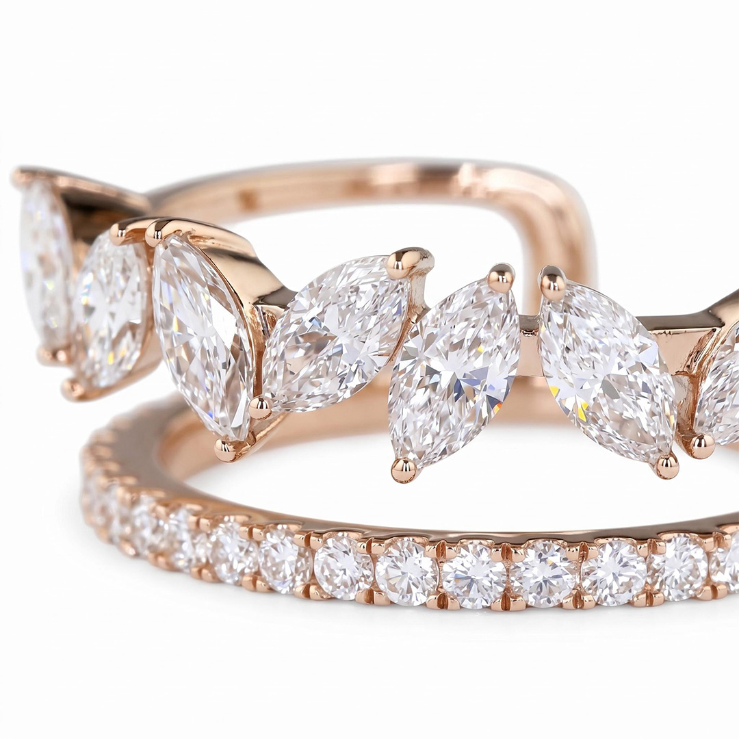1.8CT Marquise & Round Cut VVS Moissanite Pave Wedding Band 1.8CT Marquise & Round Cut VVS Moissanite Pave Wedding Band