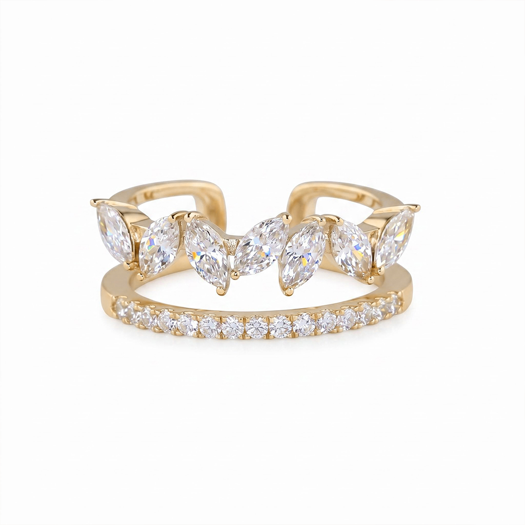 1.8CT Marquise & Round Cut VVS Moissanite Pave Wedding Band 1.8CT Marquise & Round Cut VVS Moissanite Pave Wedding Band