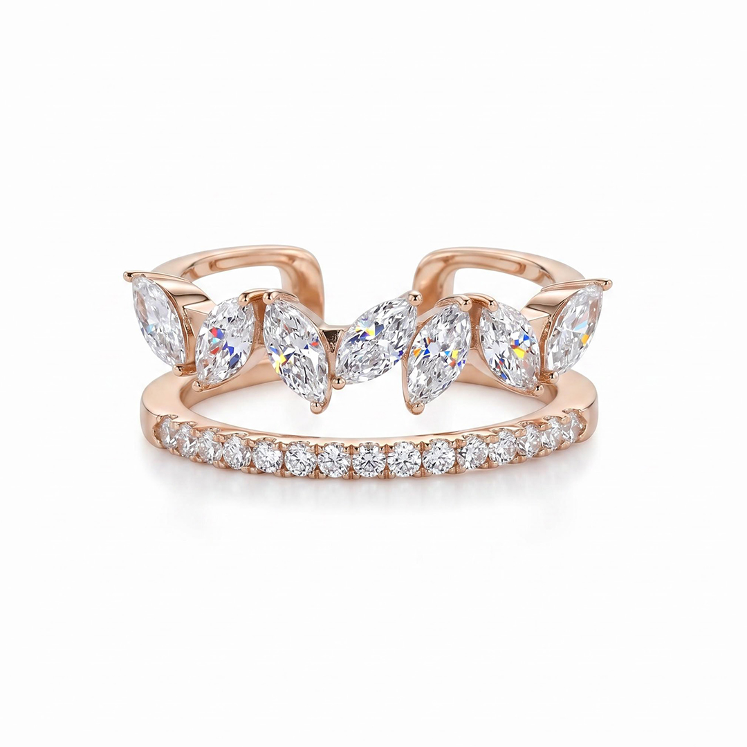 1.8CT Marquise & Round Cut VVS Moissanite Pave Wedding Band 1.8CT Marquise & Round Cut VVS Moissanite Pave Wedding Band