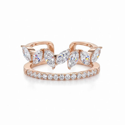 1.8CT Marquise & Round Cut VVS Moissanite Pave Wedding Band