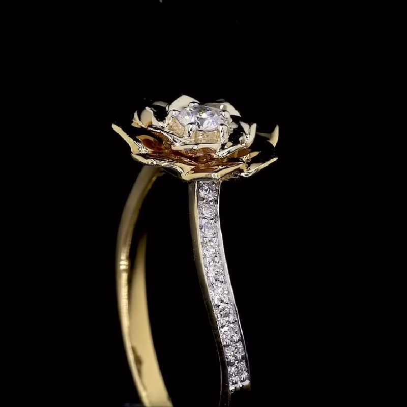 1.6CT Round Cut VVS Moissanite Floral Engagement Ring