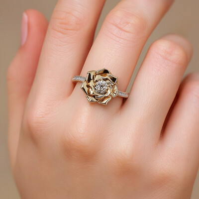 1.6CT Round Cut VVS Moissanite Floral Engagement Ring