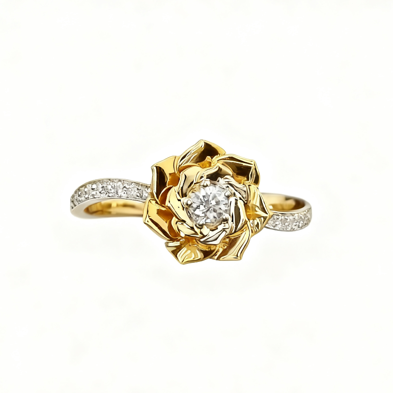 1.6CT Round Cut VVS Moissanite Floral Engagement Ring