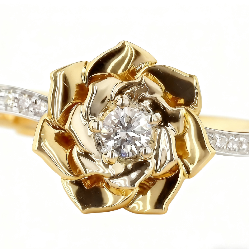 1.6CT Round Cut VVS Moissanite Floral Engagement Ring