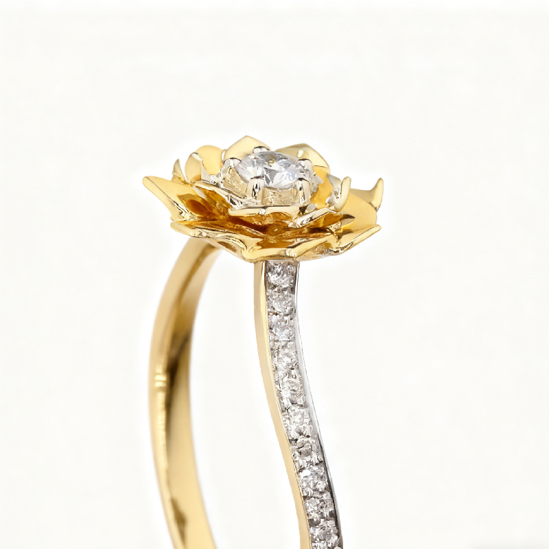 1.6CT Round Cut VVS Moissanite Floral Engagement Ring