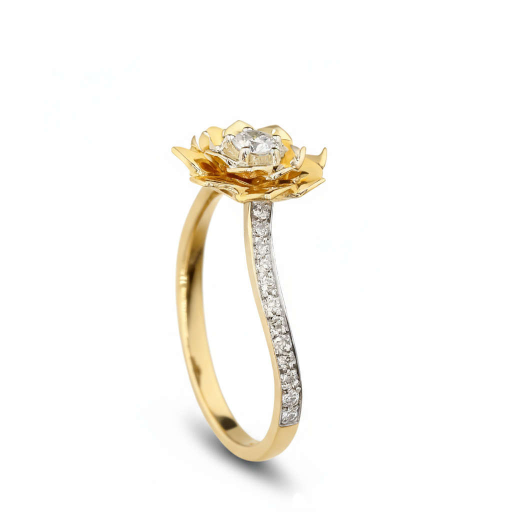 1.6CT Round Cut VVS Moissanite Floral Engagement Ring