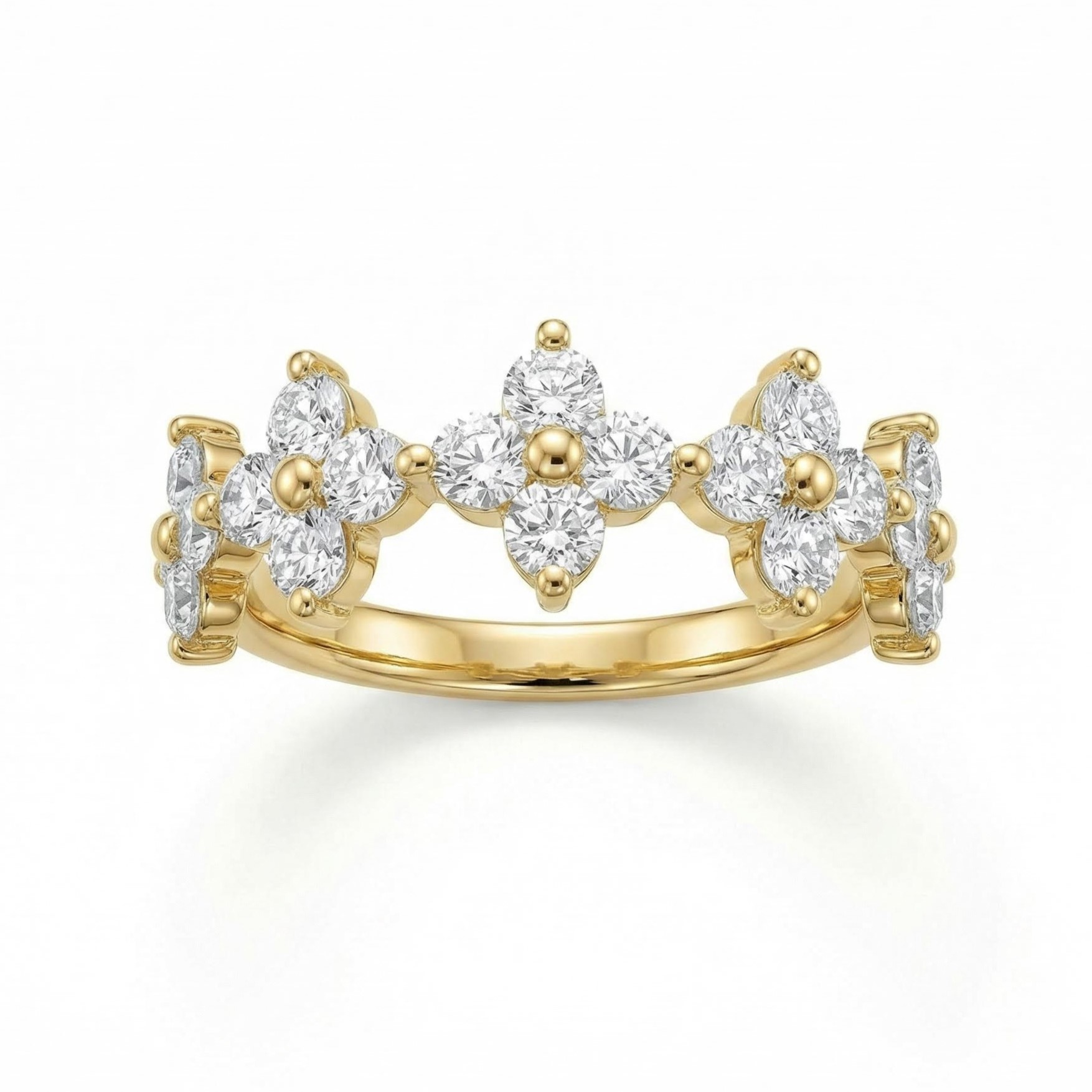 2CT Round Cut  VVS Moissanite Floral Cluster Wedding Band