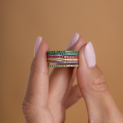 Personalized Birthstone Pave Ring