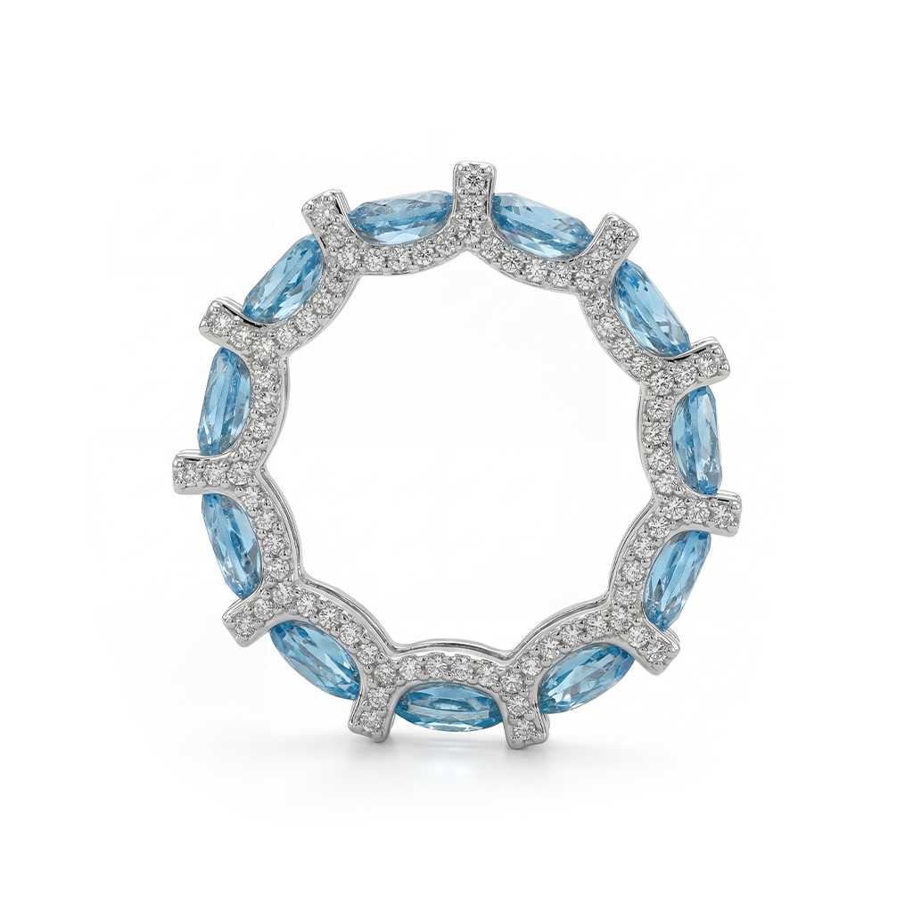 6.71ct TCW Elegant Blue Oval Cut Diamond Wedding Band