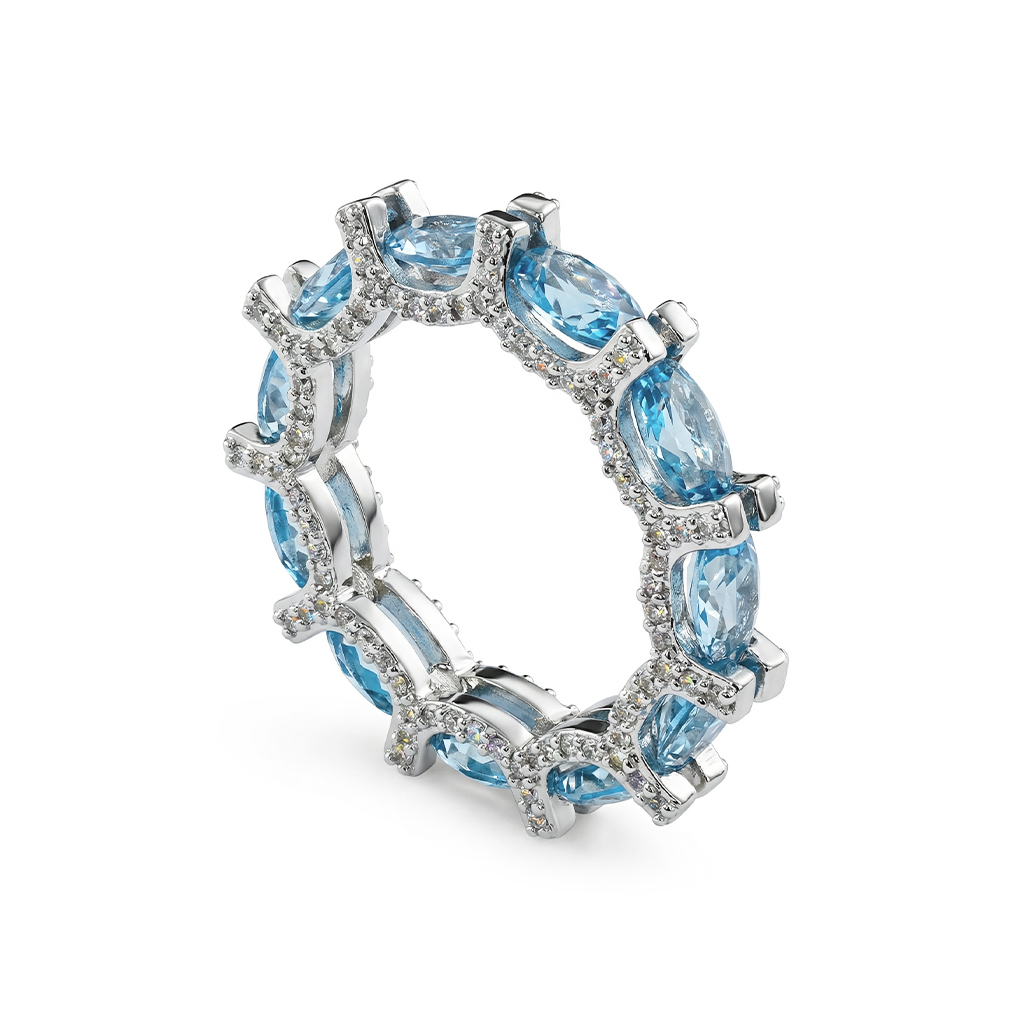 6.71ct TCW Elegant Blue Oval Cut Diamond Wedding Band