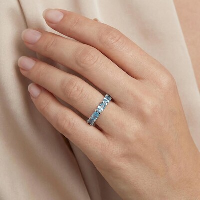 3.6CT Elegant Blue Oval Cut Diamond Wedding Band