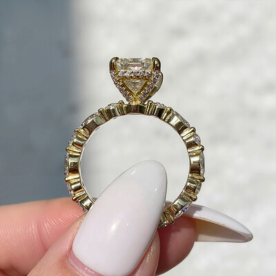 5.95CT Radiant Cut VVS Moissanite Halo Engagement Ring